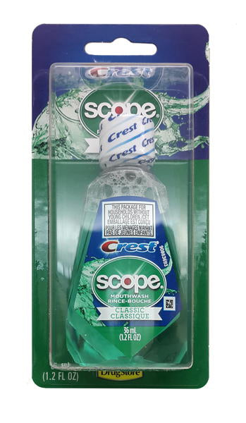Crest Mouthwash, Scope Classic, 1.2 oz. Original Mint Flavor 
